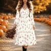 Halloween Women's Vintage Pattern Print Midi Dress A Line Dress Vacation Casual Daily Regular Fit  Long Sleeve V Neck Black  Spring Fall