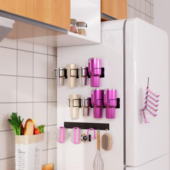 Magnetic Cup Storage Rack Water Bottle Holder Rustproof Strong Load-bearing Easy To Install