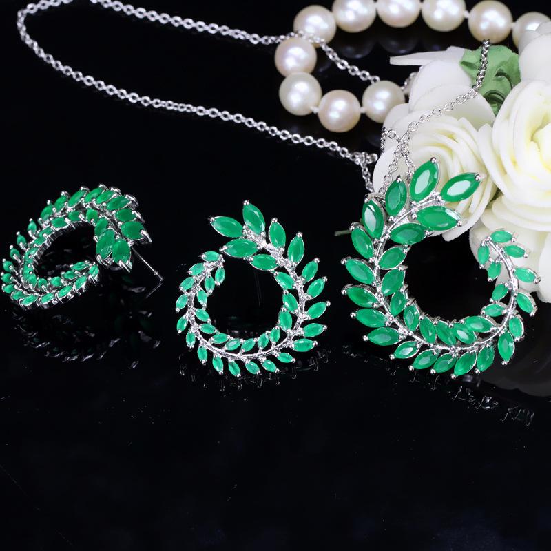 Earrings Pendant Set Chain, Temperament Celebrity Branch Zircon Necklace Earring Set