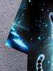 Men's 3D Printed Leopard T-Shirt with Glowing Blue Eyes and Cosmic Design – Casual Round Neck Summer Top for Outdoor Activities, Running, Gym, or Gift