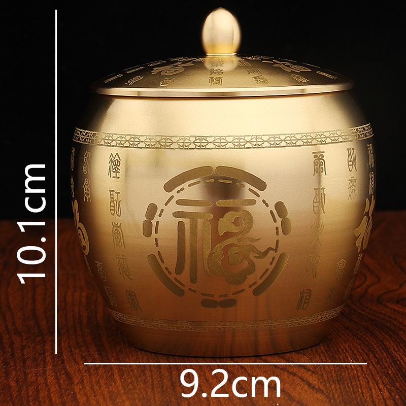 Brass Baifu tea can office tea table creative copper products metal handicrafts brass ornaments