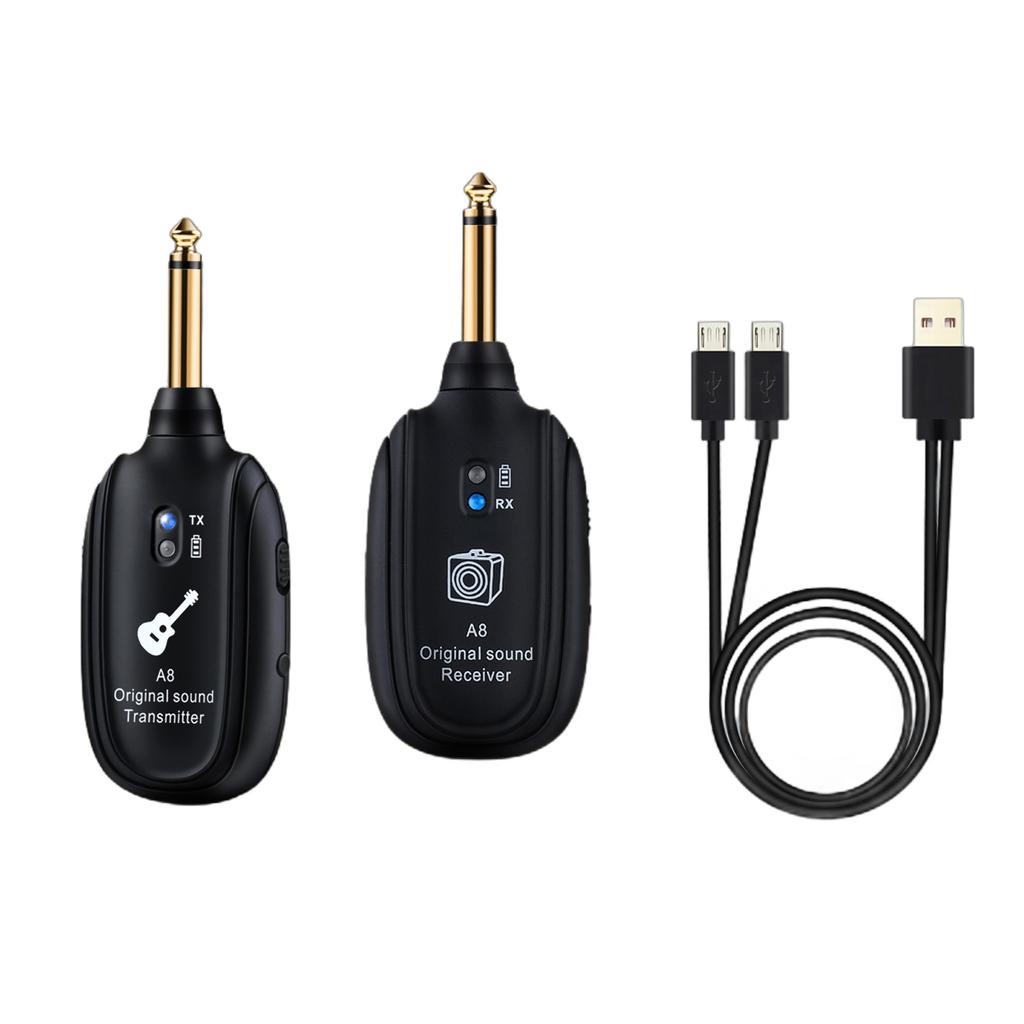 Guitar Wireless System 4Hours Runtime Wireless Guitar Transmitter Receiver Rechargeable Digital Guitar Wireless System