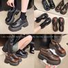 Internet celebrities with loafers women's 2025 summer new British college style single shoes retro brown lace-up small leather shoes