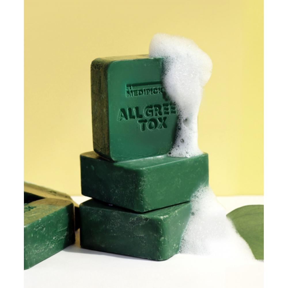 Medipickme Sensitive Skin Intensive Cica Care All Green Tox Solution Set Of 3 150ml Toner+50ml Cream+90g Cleansing Bar