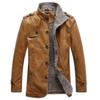 Winter Coat Men Jackets PU Casual Stand Collar Thick Warm Velvet Windbreaker Coat