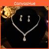 Fashion Water Drop Bride Earrings And Necklace Set With Silver Plating For Wedding Attire