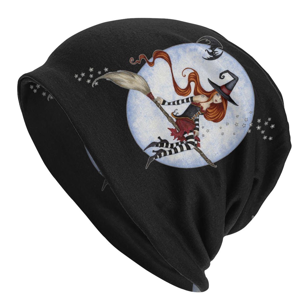

Ворона Місяць Beanie Bonnet Knit Hat Unisex Women Fashion Unisex Halloween Spooky Witch Warm Winter Skullies Beanies Caps One Size