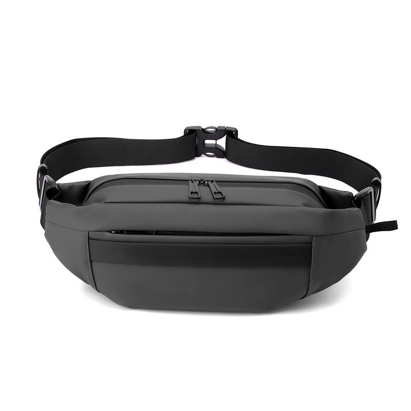 1 Men's Multifunctional Sports Waist Bag - Multi-layer Zipper Closure, Adjustable Chest Bag, Sports Style Crossbody Bag