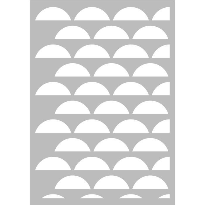 Pochoir Géométrique - Stencil Scandinave - Demi cercles - 29,7 x 42 cm - Idéal pour toutes surfaces