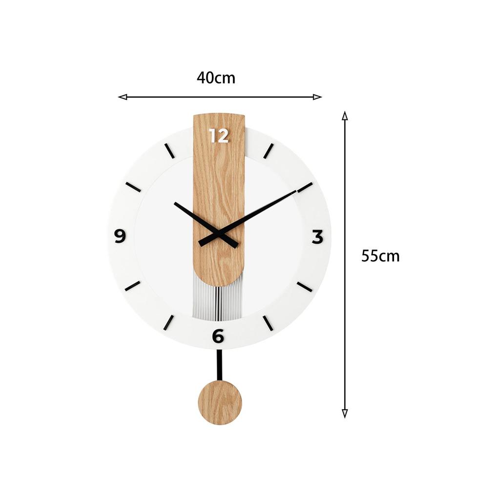 Wooden Pendulum Clock Wall Hanging Clock Mute Decorative 15.7x21.6inch Decoration for Living Room Multipurpose