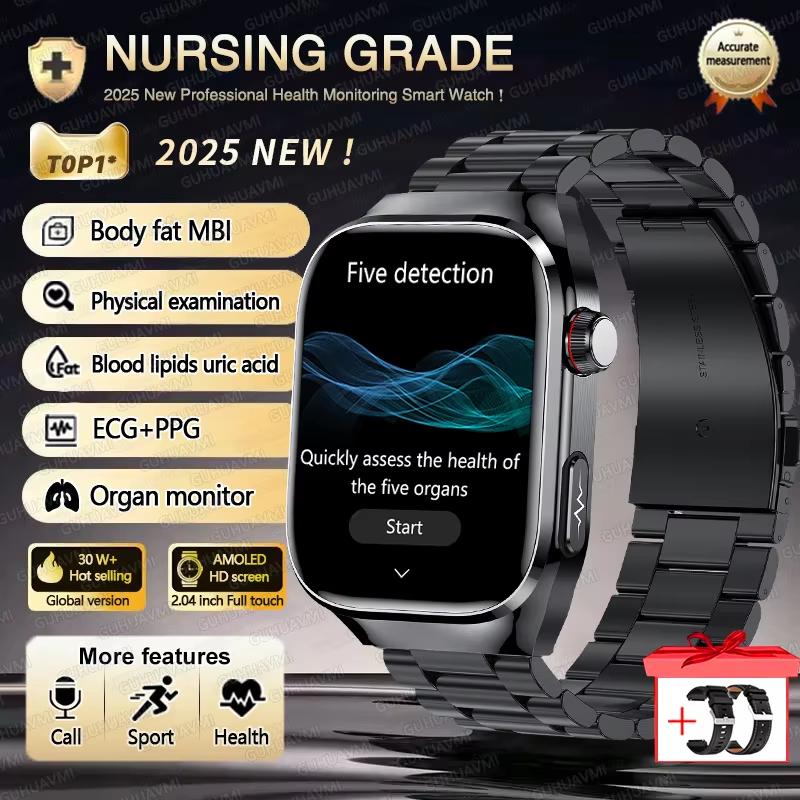 2025 New Blood Lipid Uric Acid Treatment Smart Watch Men ECG+PPG Heart Rate Sports HD Call Health Track for Samsung Smartwatch