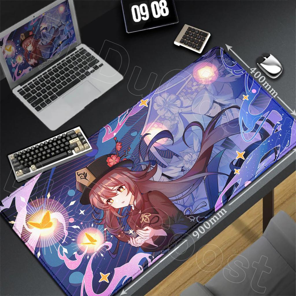 HD Genshin Impact Hu Tao Game Mousepad PC Gaming Accessories Laptop Pad Non-Slip Rubber Soft Edge locking XXL Large Keyboard Mat