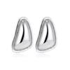 Vintage Stainless Steel Trapezoid Square Wing Geometric Stud Earrings for Women Gold Plated Striped Pleated Texture Jewelry