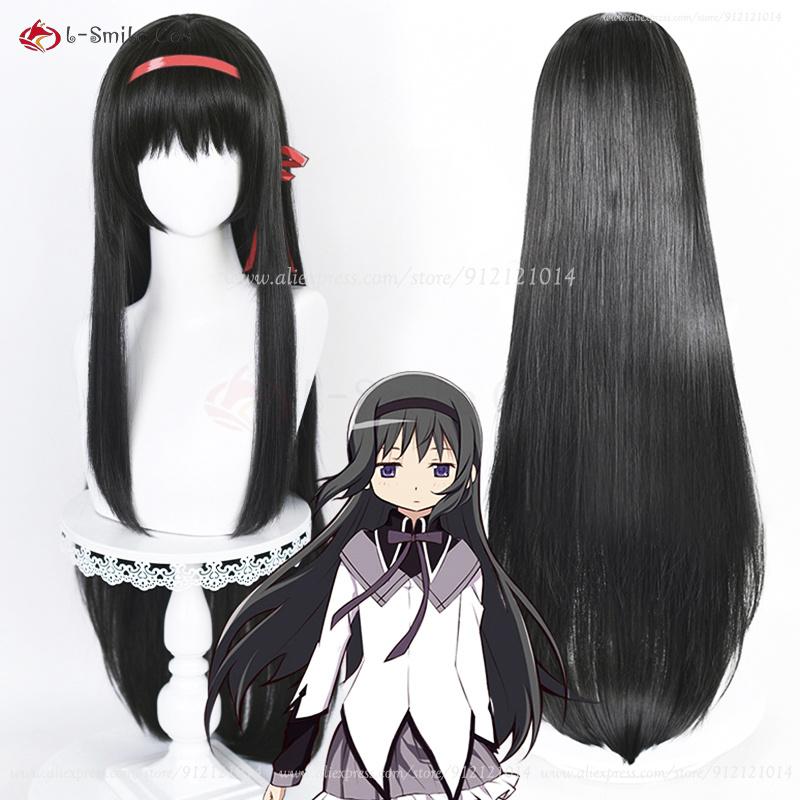 Anime Wigs Akemi Homura Cosplay Wig 90cm Long Black Twisted Braid Hair Halloween Women Party Wigs + Wig Cap