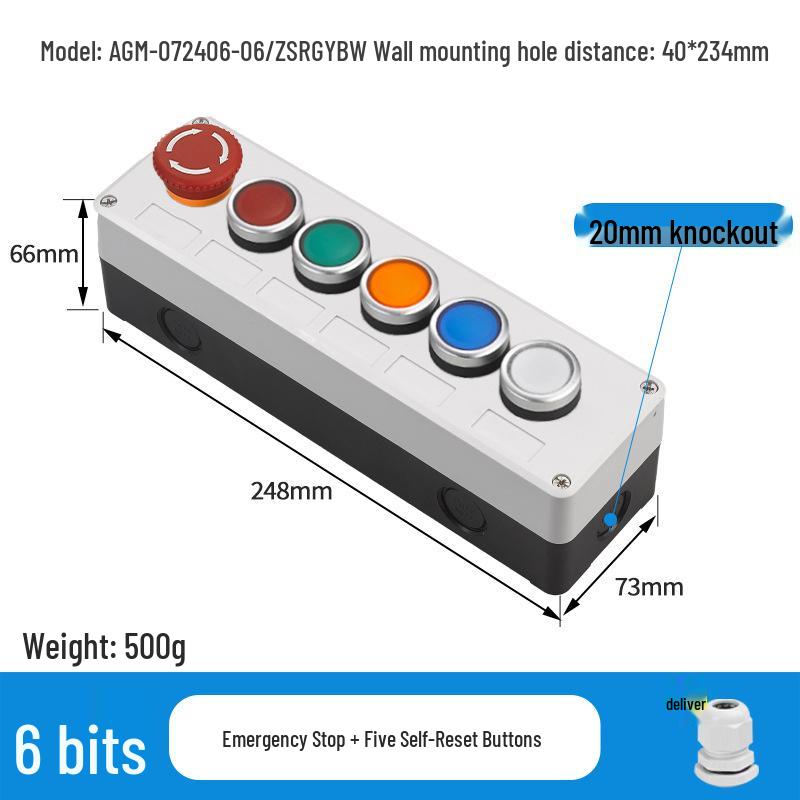 KEOLEA Waterproof Emergency Stop & Start Button, Industrial Self-Reset Push Control Box