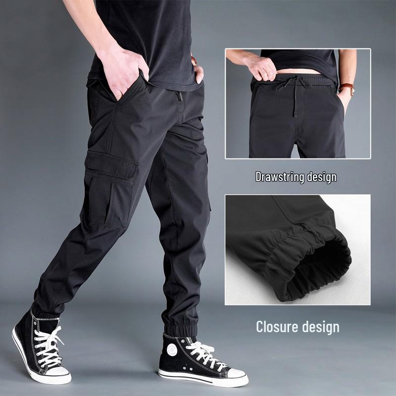 

Мужской летний повседневный быстросохнущий комбинезон: Тонкие манжеты, свободный крой, эластичный пояс, множество карманов, модные большие размеры. L