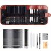 Ensemble de 29 pièces pour Dessin et Croquis Crayon Fusain Gomme Art Artisanat Peinture Kit de Croquis Crayon d'Artiste Gomme Fournitures de Dessin