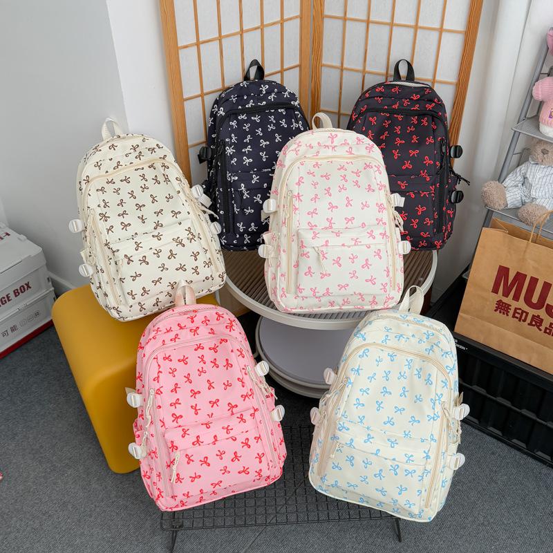 Set Zaino Floreale con Fiocco a 3 Pezzi, Zaino Grande Leggero Impermeabile per Studenti
