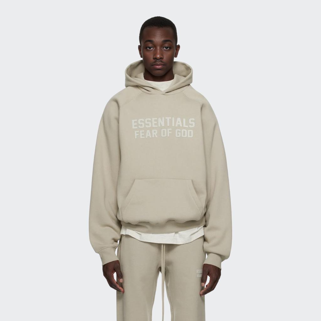 Fear of God Essentials Felpa con cappuccio stampata foderata in pile Autunno Inverno 22 Felpa con cappuccio unisex Grigio Fumo FOG-FW22-825