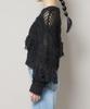 Nano Universe F 031 Mixed Material Border Fringe Knit Women's Pullover, Off-White, 669-5222326