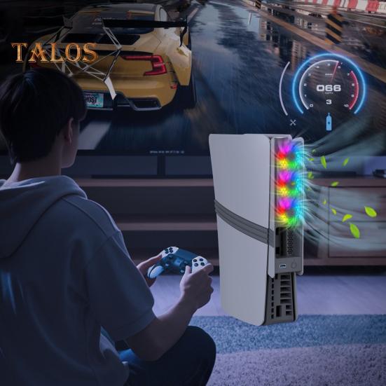 Game Console Cooling Fan with RGB Lighting Low Noise Adjustable USB External Fan Cooler for PS5 Pro/for PS5 Slim