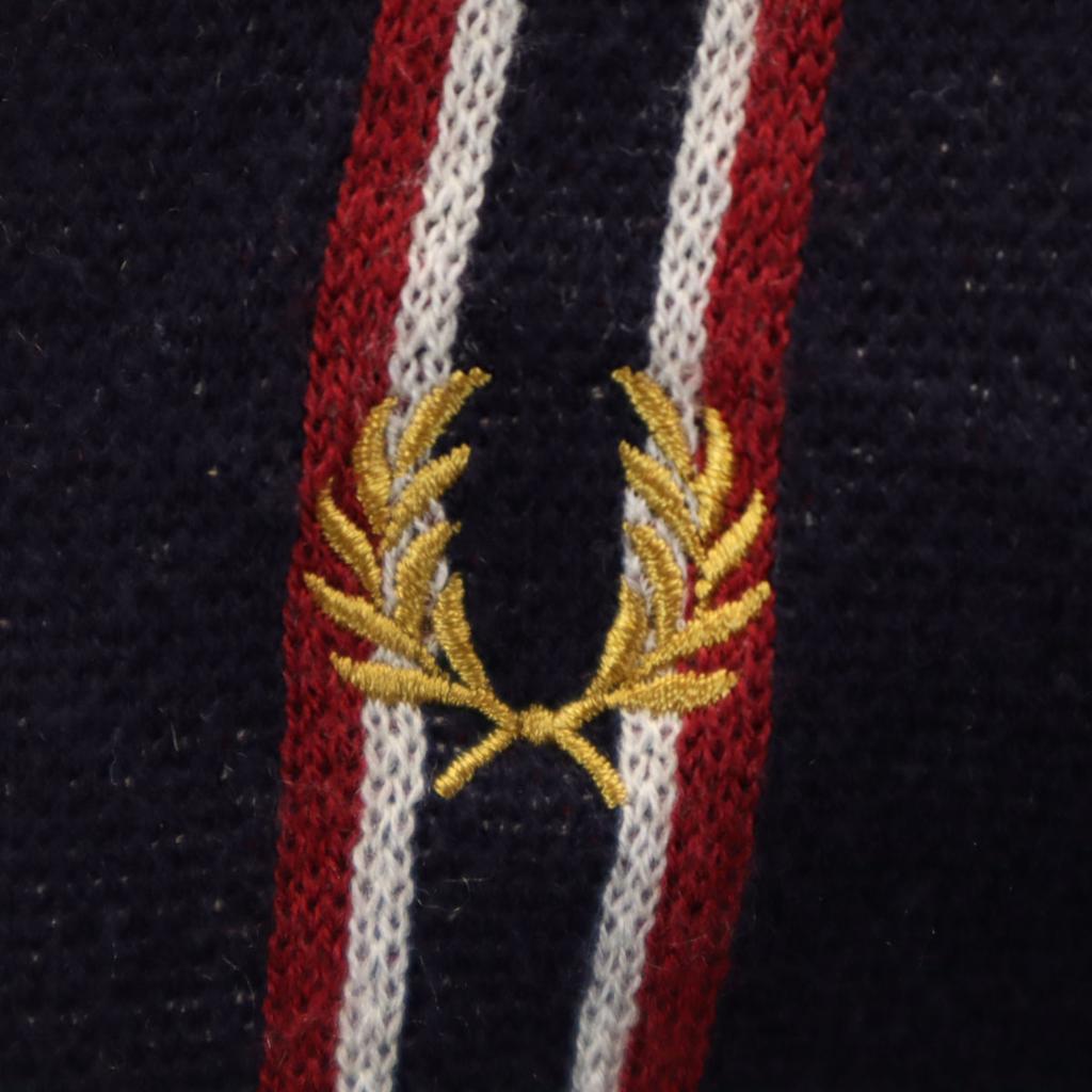 Fred Perry Stripe Long Sleeve V Neck Cardigan S Navy System Men's Used