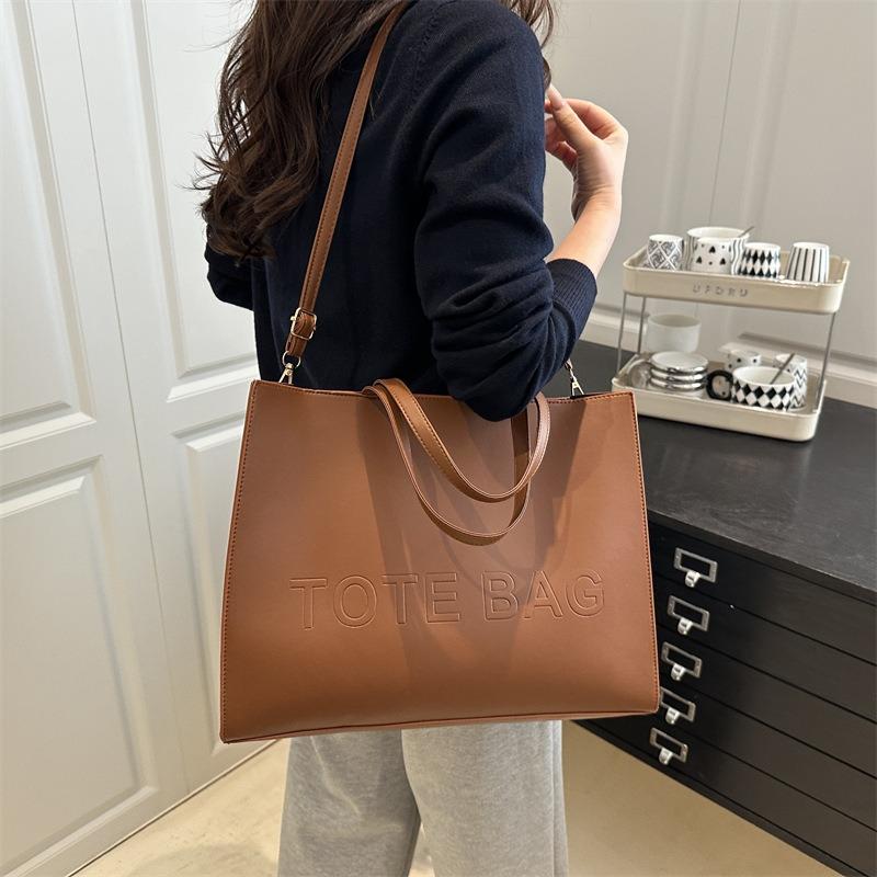 Large Capacity Solid Color Messenger Bag, New Summer Retro Tote Bag, College Student Class Commuting Shoulder Bag Women