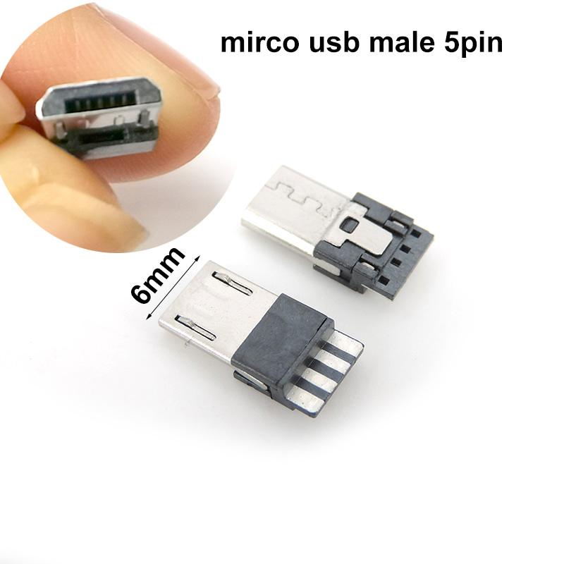 Micro USB 5PIN Welding Type Male Plug Connectors Charger 5P USB Tail Charging Socket 4 In 1 White Black