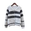 Contrasting striped lapel knitted cardigan autumn and winter new short loose lazy soft waxy sweater jacket women