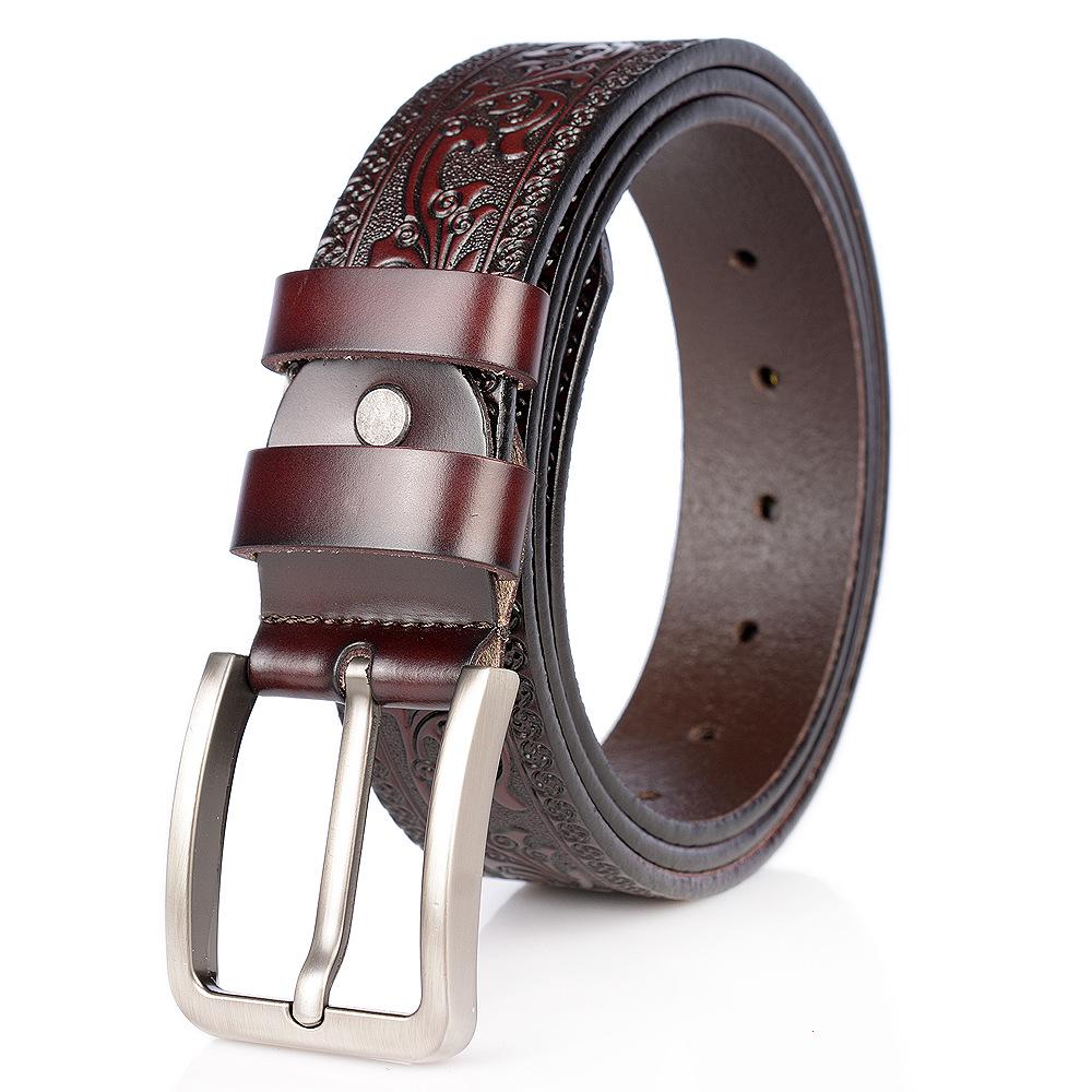 Personalized Men's Leather Belt for Jeans – Customized Carving Cowhide Belt Fashion Accessory