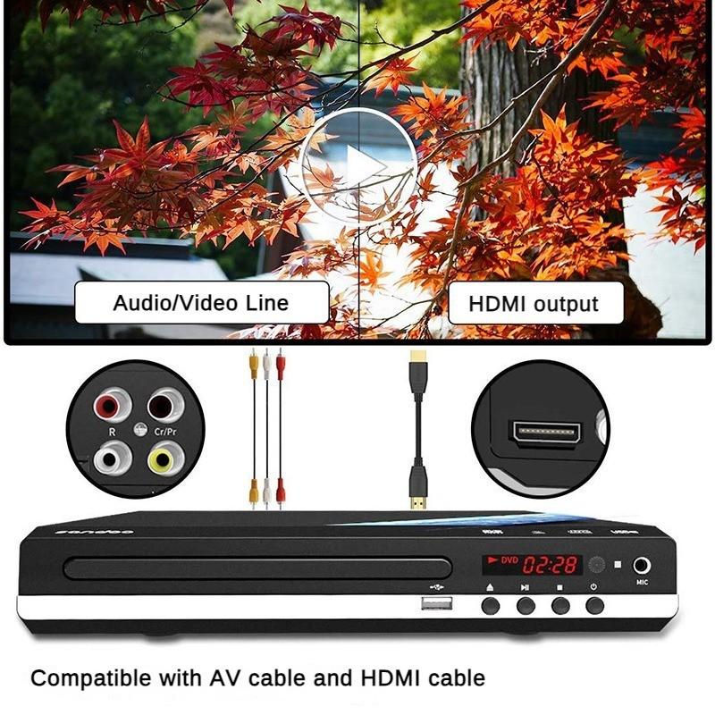 1080P HD Eye Protection Intelligent Error Correction EVD Student New DVD Player Household CD Player 223*193*45mm