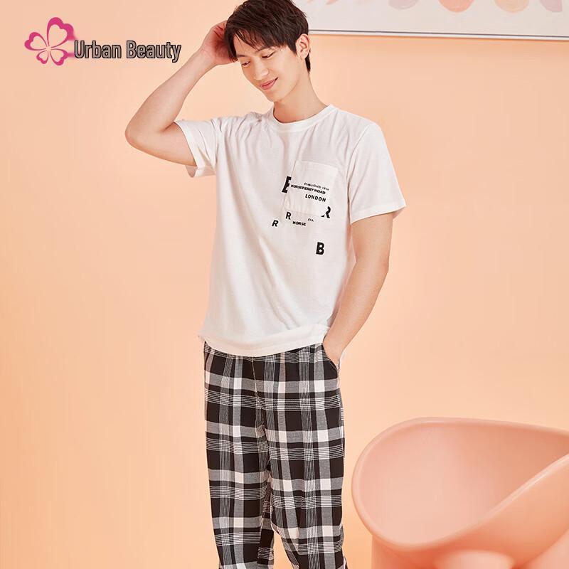 Men s Printed Cotton Pajama Set (4H22B8) XL