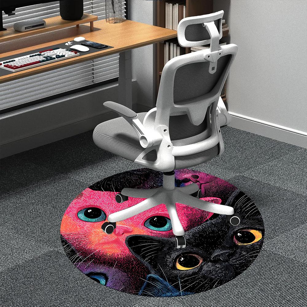 

1pc Cat Whiskers Office Round Area Rug, Indoor Mat Suitable ForOffice, Under Office Chairs Bedroom Living Room Home Decor, Room Deco q056 80cm by 80cm
