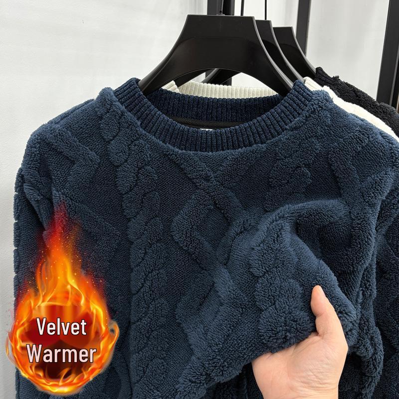 

Youth Velvet Thick Warm Round Neck Stylish Knit Sweater L