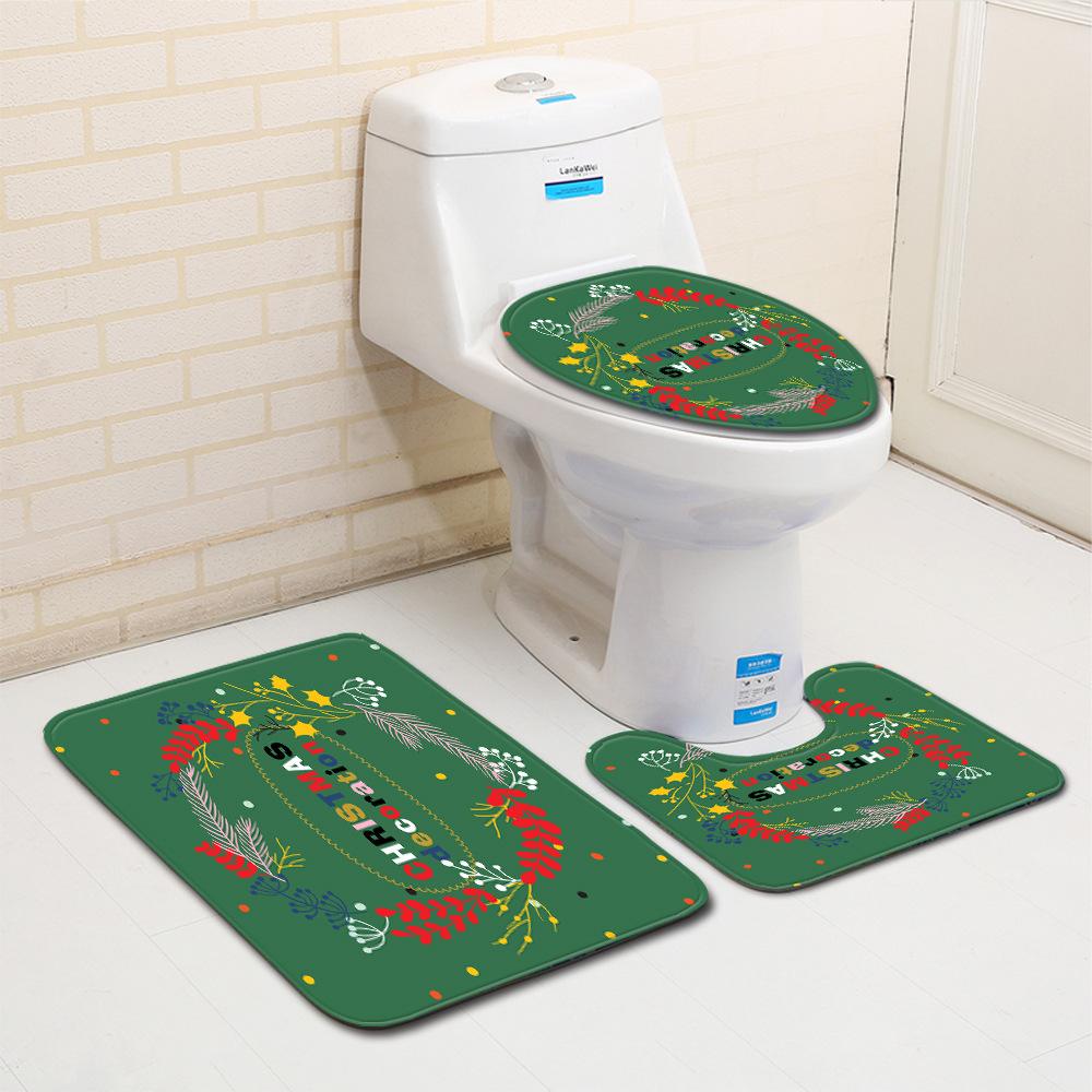 Christmas Bathroom Floor Mat Toilet Three-Piece Set