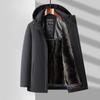 Men's 2024 Winter Fleece-Lined Down Jacket - Detachable and Thickened Business Casual Coat for Middle-Aged.