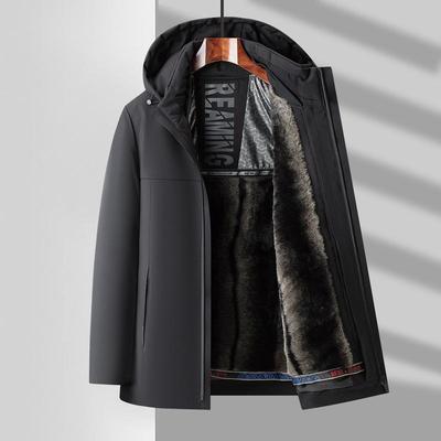 Men's 2024 Winter Fleece-Lined Down Jacket - Detachable and Thickened Business Casual Coat for Middle-Aged.