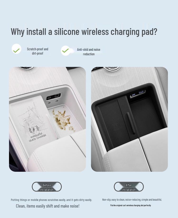 Galaxy E8 Mittelkonsole Kabelloses Laden Silikonpad - Rutschfeste Autoaufbewahrung & Innendekoration