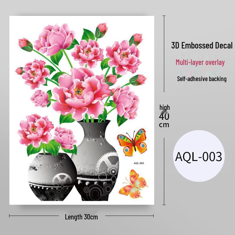 

3D Водонепроницаемая самоклеящаяся наклейка на стену в виде вазы для украшения шкафа и холодильника