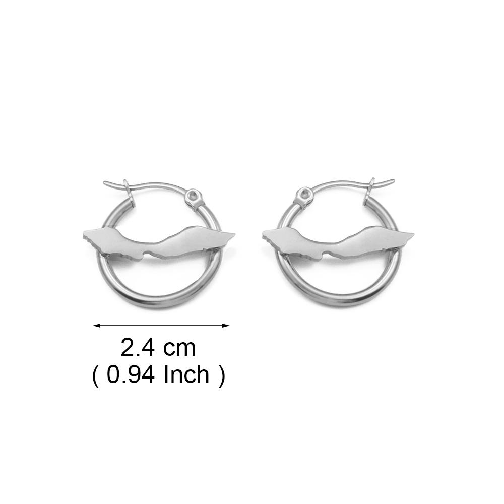 Anniyo Curacao Map Stud Earrings for Women Girls Stainless Steel Jewelry #005162
