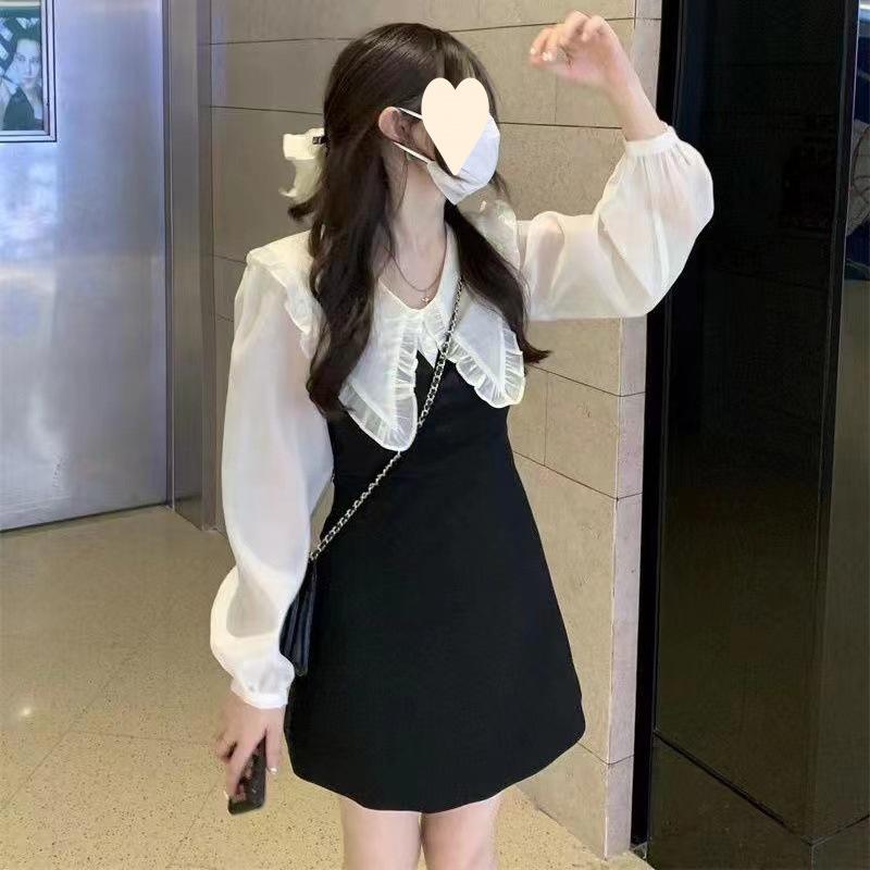 Early autumn new girl's first love sweet high-end socialite Xiaoxiangfeng doll collar dress