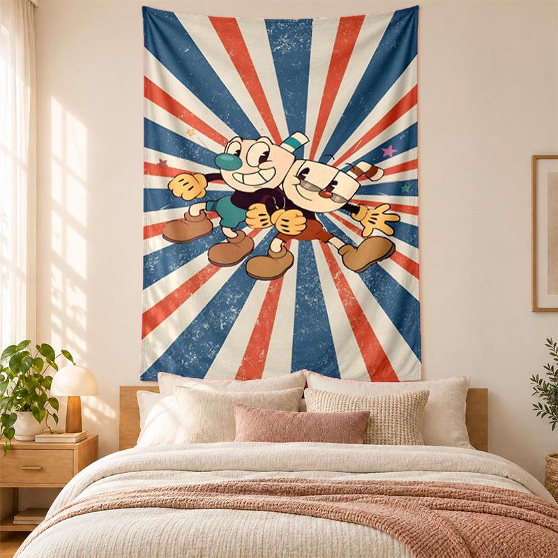 Cuphead Wandteppich hohe Qualität zur Dekoration von Wohnzimmer Schlafzimmer Studentenwohnheim Wänden ideal als Schlafzimmer Wandkunst oder Weihnachtsgeschenk