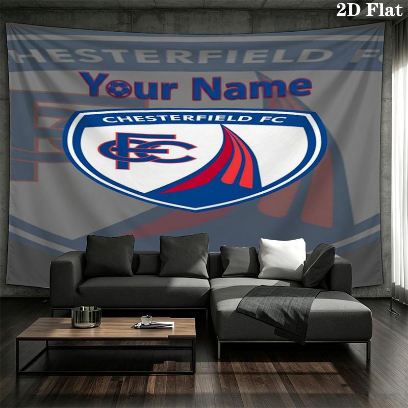 Chesterfield Fc Crest Custom Name Wall Tapestry Aesthetic Wall Hanging Printed Fabric Blanket Decorative Tapestries For Bedroom Living Room Home Decor