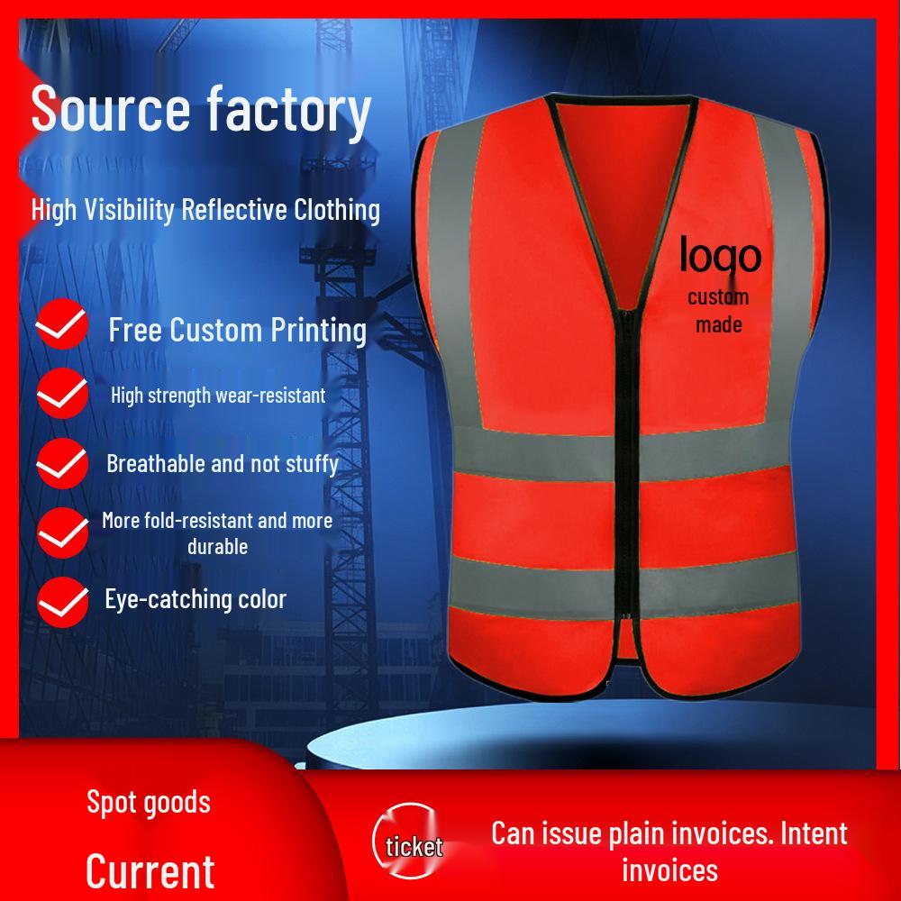 JD Fluorescent Reflective Safety Vest for Construction and Traffic, Customizable Text Option