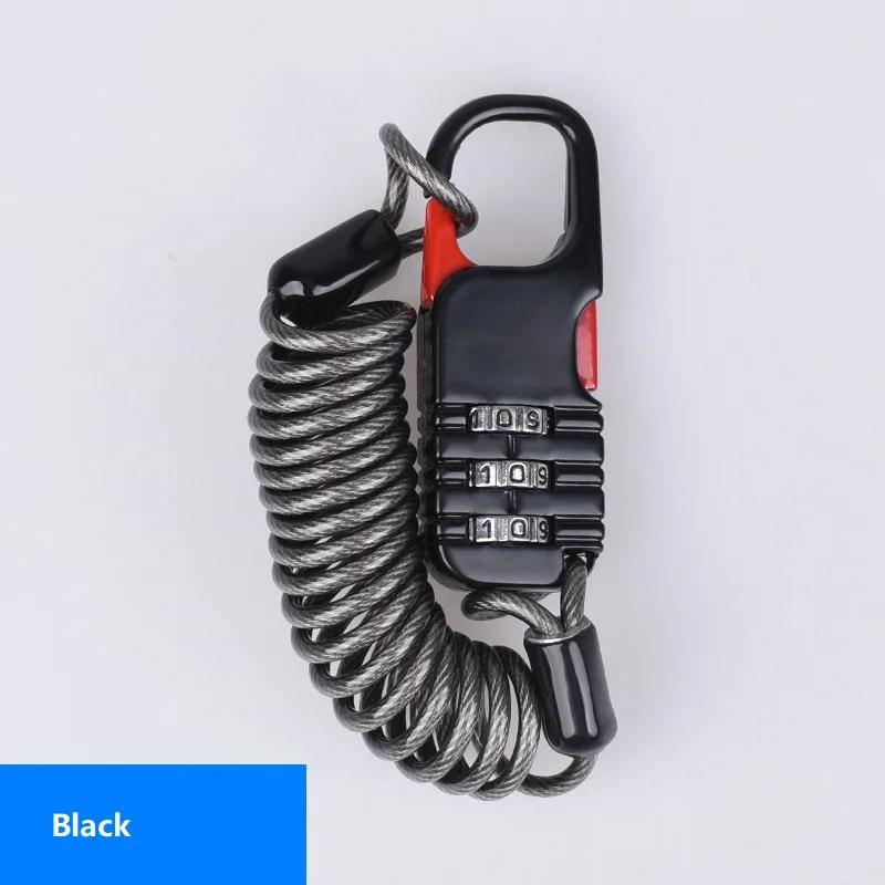 

Велосипедный противоугонный мотоцикл, трехзначный пароль, комбинация защитного троса, трос, замок для шлема, 60*22 мм, защитный трос, замок чёрный