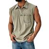 Men's Vintage Wash Sleeveless Polo Shirt Casual Denim Look Tank Top Button Down Vest Summer Beach Streetwear