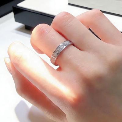 Three Diamond Starry Love Narrow Screw Couple Ring Ring