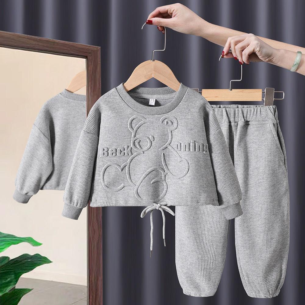 Autumn Kids Girls Clothing Casual Tracksuit Long Sleeve Cartoon Bear Sets Infant Clothes Baby Pants