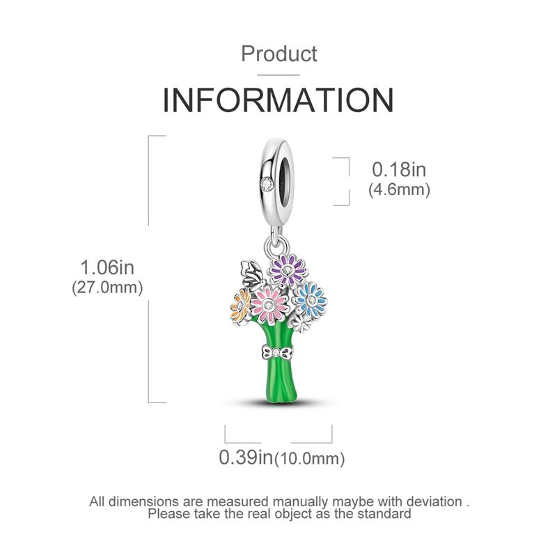 Charms Original Copper Glazed-Color Daisy Plant Pendant Beads Fit Bracelet Women Jewelry Diy Fine Gift Accessory