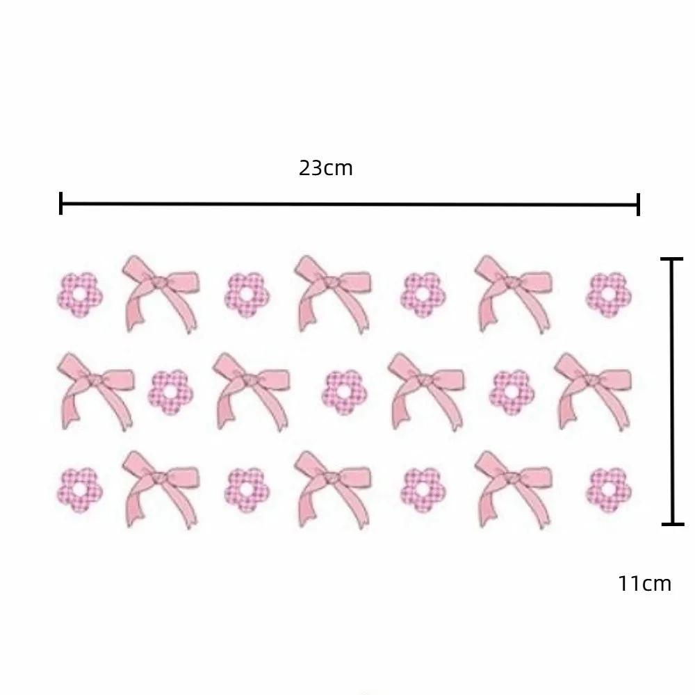 New Clear UV DTF Transfer Sticker Waterproof Smooth Libbey Glasses Wraps DIY Bow Theme Pink Bow Decals for Cup Decoration